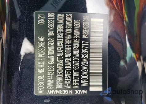 2021 Porsche 911 Carrera z USA, uszkodzony, nr VIN WP0CA2A93MS239717